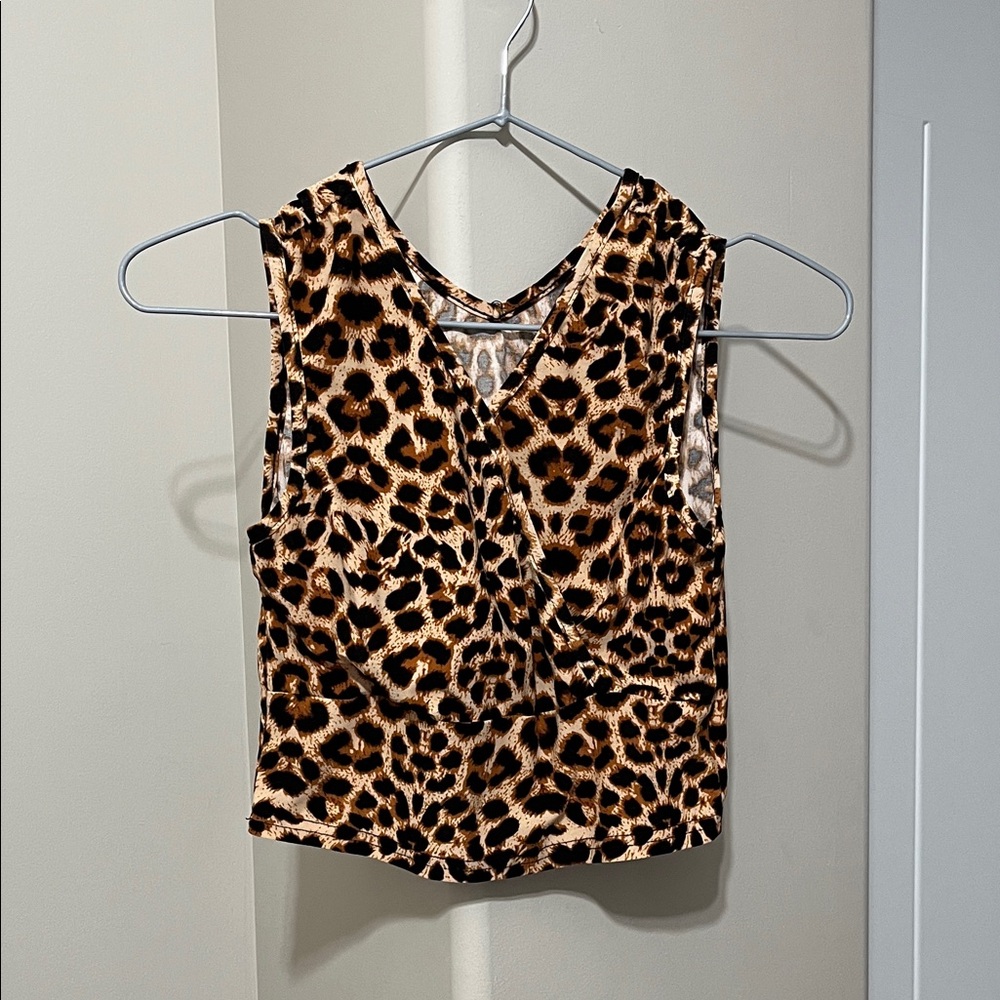 SHEIN Leopard Print V-Neck Sleeveless Camisole - Brown/Black